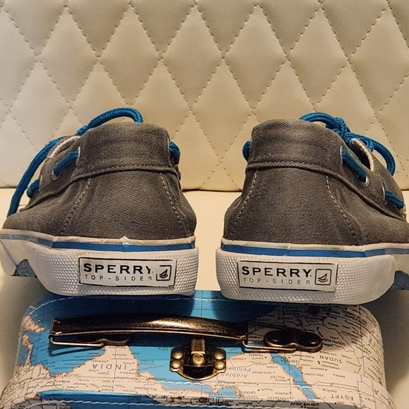 Men's Sperry Top Sider Grey/White Denim Washed Sneakers. Size 9.Good Condition - Picture 15 of 16